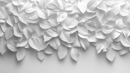 Fototapeta premium Whimsical Floral Pattern: A delightful backdrop of delicate, paper-like white petals cascading across a white backdrop.