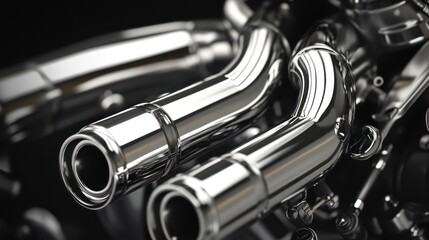 Naklejka premium Polished chrome exhaust pipes