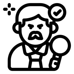 approved boss while quality control outline icon and illustration