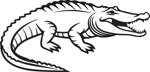 Crocodile silhouette in vector art, perfect for kids' coloring pages, emphasizing fun and creativity in art
