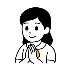 Avatar Cartoon Asia Student Girl minimal line