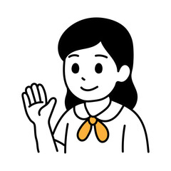 Avatar Cartoon Asia Student Girl minimal line