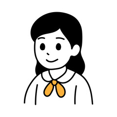 Avatar Cartoon Asia Student Girl minimal line