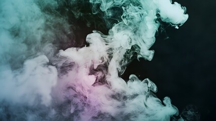 Elegant Smoke Swirls in Soft Pastel Colors on Dark Background for Abstract Art and Design