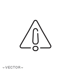 warn icon, important, danger or warning sign concept, thin line symbol isolated on white background, editable stroke eps 10 vector illustration