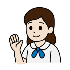 Avatar Cartoon Asia Student Girl minimal line