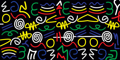 Memphis geometric seamless pattern. Pink pastel abstract background in retro 80s, 90s style with various shapes: circles, semicircles, dots, zigzags, spirals, wavy lines. vector