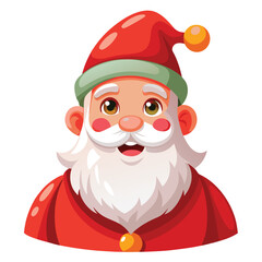 A cheerful, watercolor illustration of Santa Claus wearing his traditional red suit and hat