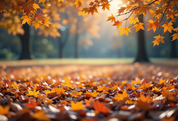 Beautiful Fall Leaves with Soft Bokeh Background