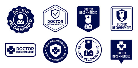 Doctor recommended sign label set icon