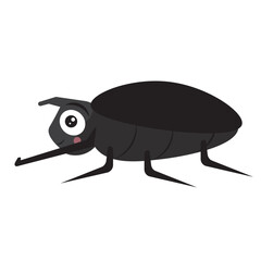 Funny black beetle bug. Vector