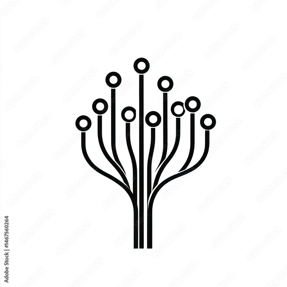 Poster network connection tree; digital data flow; abstract tech illustration; website background