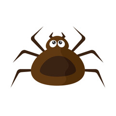 Brown cartoon spider bug. Vector