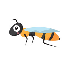 Flying cartoon wasp bug. Vector