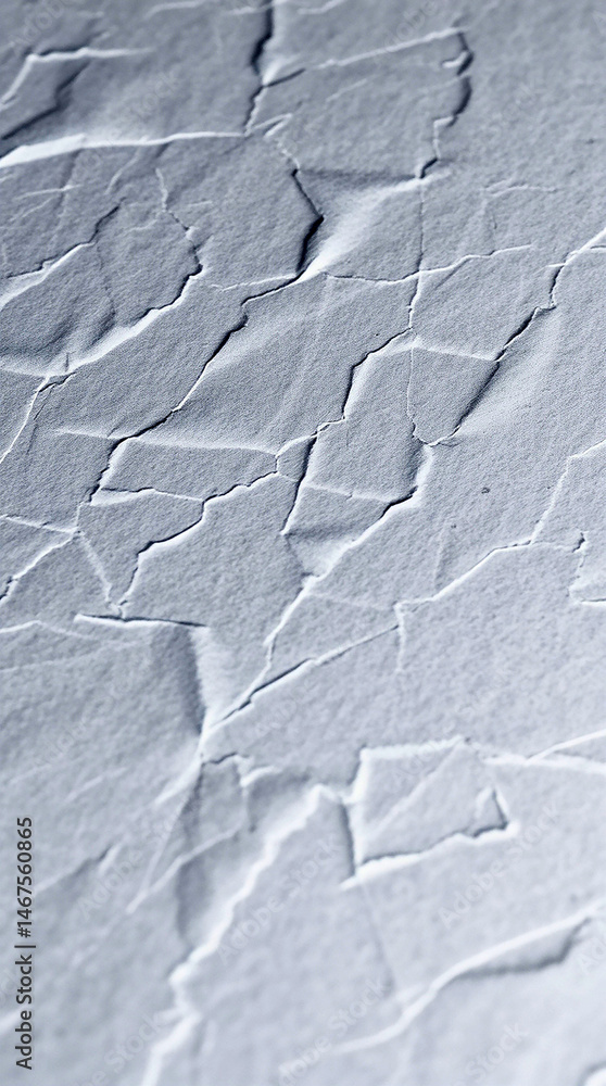 Poster macro shot of a textured, crumpled white paper surface. abstract background with detailed cracks and