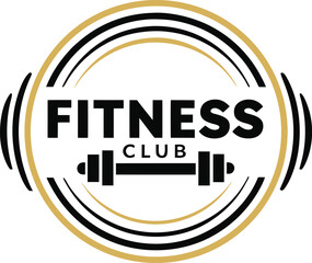 Fitness Club Logo Design Black Gold Modern Minimalist Badge