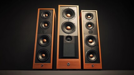 Obraz premium Three elegant speakers arranged in a modern studio setting