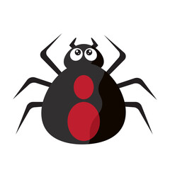 Black spider with red dots. Vector