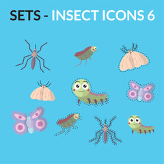 Insect cartoon icon pack. Vector