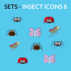 Insect cartoon icon pack. Vector