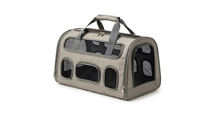 Travel Companion: A stylish and functional pet carrier stands ready for adventure, offering both comfort and security for furry companions on the go.