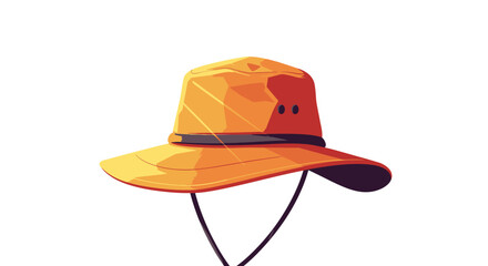 Stylized Yellow Sun Hat with Dark Band and Chin Strap Detail