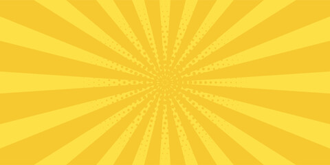 Yellow banner with Sun rays, yellow lines background, light