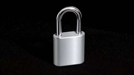 Fototapeta premium Secure Silver Padlock on Black Background.