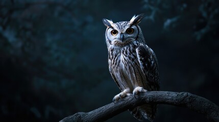 Obraz premium Majestic Owl in Nocturnal Habitat: A Captivating Portrait