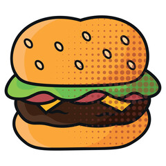 Cheeseburger comic style. Vector