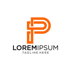 letter at monogram P style line art modern logo