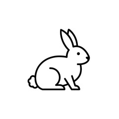Obraz premium Simple black outline of a rabbit, cute animal representation