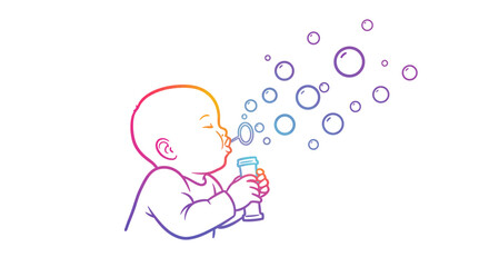 Gradient Line Art of a Sleeping Babys Profile with Closed Eyes