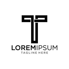letter at monogram T style line art modern logo