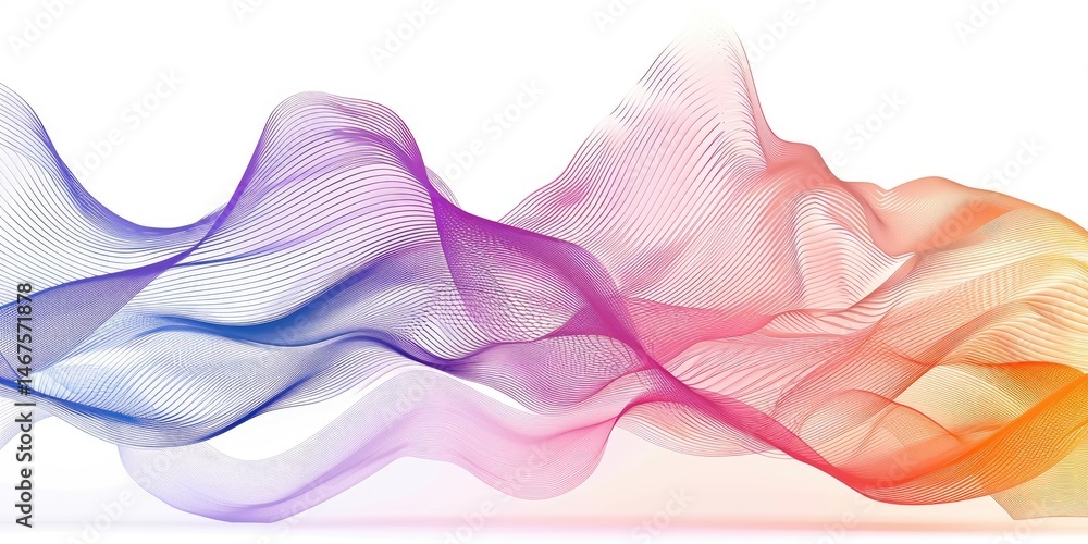 Poster abstract colorful waves in red, purple, and blue on a white background. background image of digital 