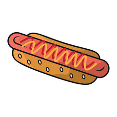 Hotdog with mustard style. Vector