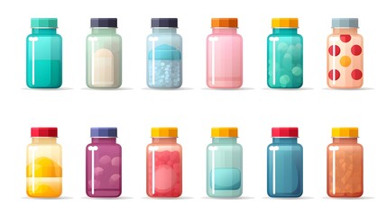 Professional Flat Set of Medicine Bottles for Pharmacy Plastic Pill Containers