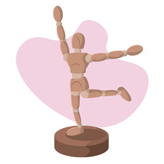 Wooden mannequin pose. Vector