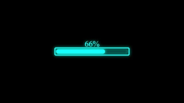 HUD 66% progress loading bar stuck. Animation percentage diagrams modern animation design percentage square rectangle 4K animation. Target searching scope and scanning element theme. Digital UI