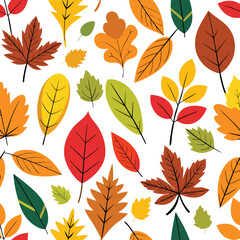 seamless pattern with autumn colorful leaves.