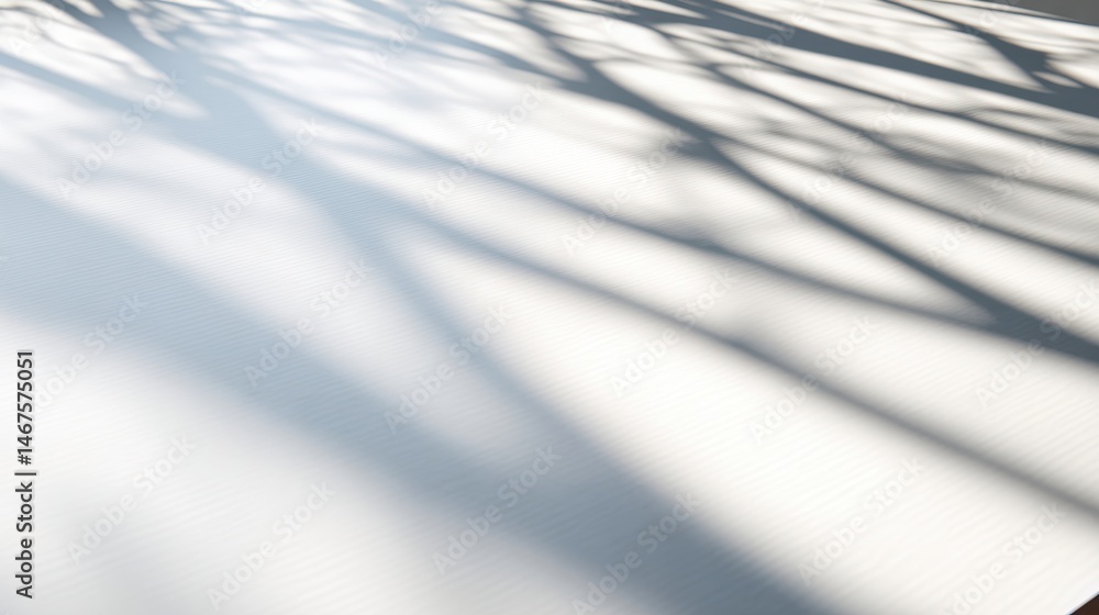 Poster shadows cast by trees on a white surface, creating a serene and tranquil atmosphere