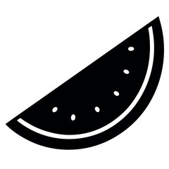  solid black and white graphic of a watermelon slice.