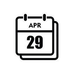calender icon, 29 april icon with white background