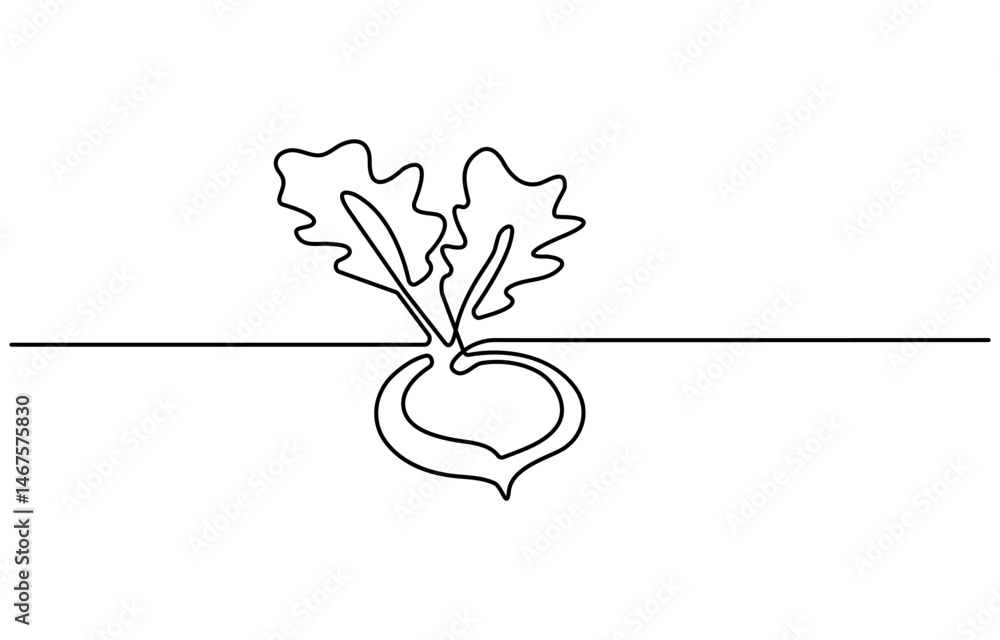 Aufkleber continuous one line drawing of beetroot vegetable. beetroot single line art vector illustration. edi