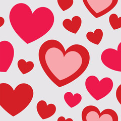 Seamless red hearts pattern, a romantic vector design for Valentine's Day love and holiday decoration.