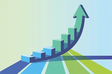 Infographic Style Minimal Bar Chart with Thick Upward Arrow &ndash; Soft Background HD 32K Illustration

