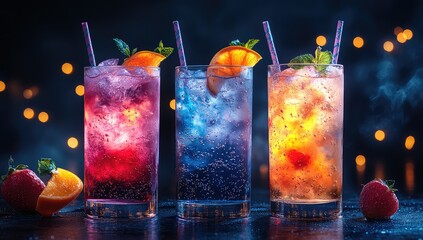 Colorful Cocktails With Dark Background