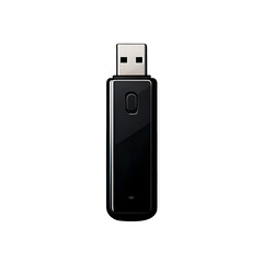Black USB Flash Drive on Transparent Background