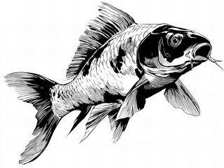 Carp sketch isolated on white