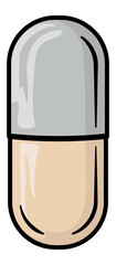 illustration of a tablet capsule or pill or tablet gray yellow color without background